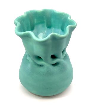 Mini Turquoise Vase by Clark House Pottery