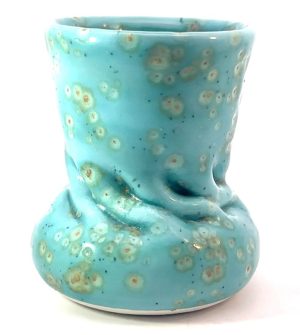Mini Spotted Turquoise Vase by Clark House Pottery