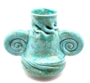 Medium double fold with snail handles in spotted turquoise