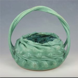 Green Patina Basket by Clark House Pottery