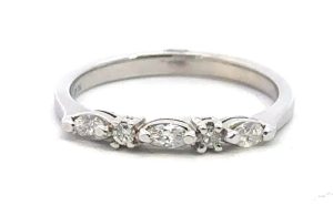 14WG Marquise and Round Diamond Band