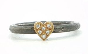 SS/24k Diamond Heart Ring