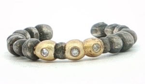 SS/24k Beaded Diamond Band
