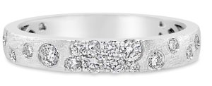 14K Satin White Gold Flush Set Diamond Band
