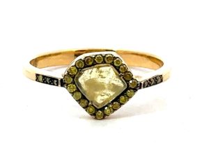 18k Raw Yellow Diamond Ring