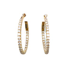 18 Karat Yellow Gold Diamond Hoops