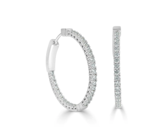 1.09ct 14k White Gold Diamond Hoop Earrings