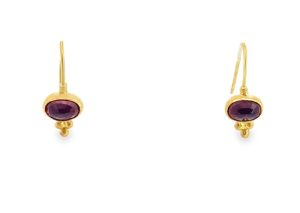 24k Oval Ruby Drop Earrings