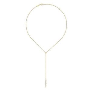 14k Yellow Gold Bezel Set Diamond Y Knot Necklace