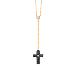 Diamond Drop Necklace in Rose Gold and Sterling Silver