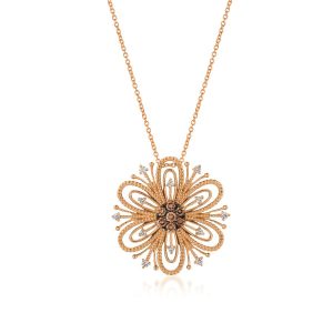 Le VianÂ® 14K Strawberry Gold Chocolate Vanilla Diamond Pendant Necklace