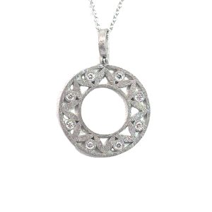 Platinum Satin Drop Diamond Pendant