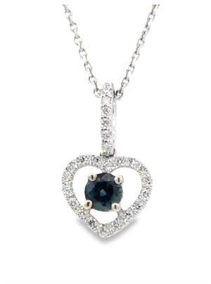 Diamond Sapphire Heart Pendant