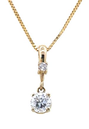 14k Yellow Gold Solitaire Pendant