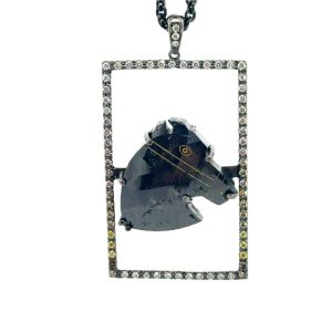 17ct Black Diamond Horse Pendant