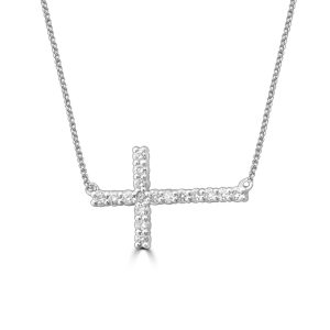 Sideways Diamond Cross Pendant