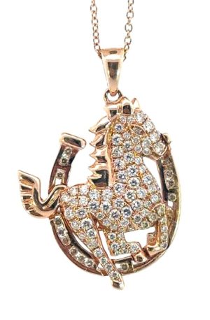 Diamond Horseshoe and Horse Pendant