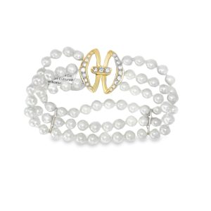 18KY Diamond & Akoya Cultured  Pearl Bracelet