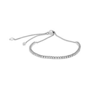 14 K White Gold Diamond Bolo Bracelet
