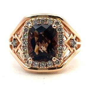 Le VianÂ® Chocolate Quartz Ring with Chocolate and Vanilla Diamonds