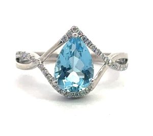 14WG Aquamarine and Diamond Ring