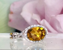 Citrine and Diamond Ring in 14k