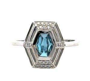 14k White London Blue Topaz Ring