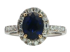 18k White Gold Ceylon Sapphire and Diamond Ring