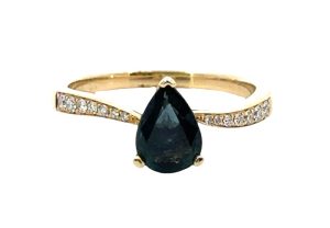 14k Yellow Pear Sapphire Ring