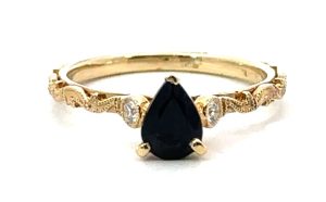 14k Yellow Pear Sapphire Ring
