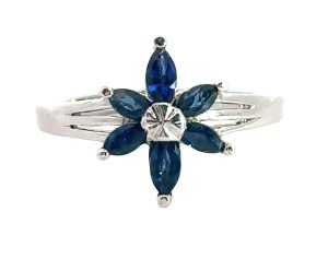 14WG Floral Sapphire Ring