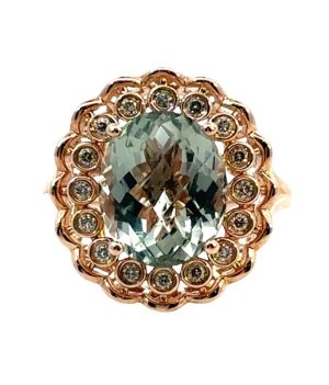 14k Rose Green Quartz Ring