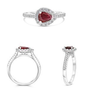 Pear Shaped Ruby and Diamond Ring