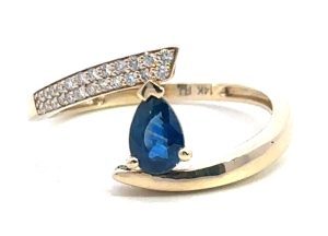14k Blue Sapphire Pear Ring
