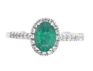 14KW Oval Emerald and Diamond Ring