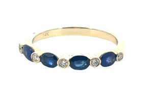 14YG Sapphire and Diamond Band