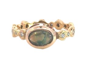 18K Rose Gold Black Opal Ring