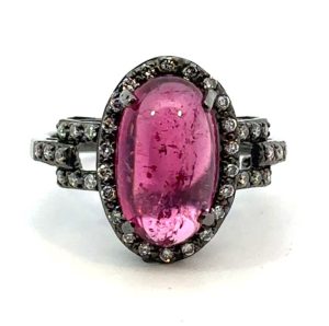 14k Black with Pink Tourmaline