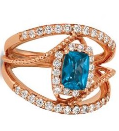 Deep Sea Blue Topaz & Diamond Ring