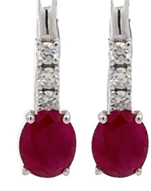 Ruby Diamond Lever Back Earrings