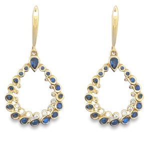 Teardrop 18 karat Yellow gold Sapphire Earrings