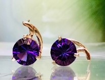 14k Round Amethyst Drop Earrings