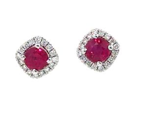 14WG Ruby and Diamond Earrings