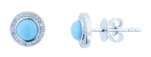 14k white Gold Turquoises Studs