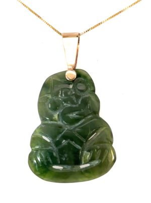 14k Yellow Nephrite Jade Pendant