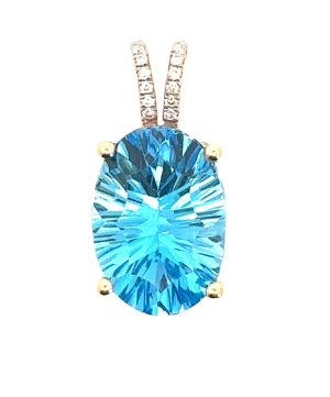 14k Yellow Gold Blue Topaz Pendant