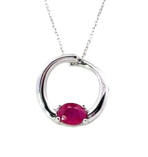 14WG Ruby Circle Pendant
