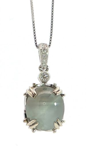 14k White Star Sapphire Pendant