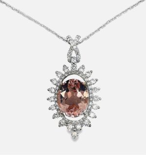 18WR Morganite and Diamond Necklace