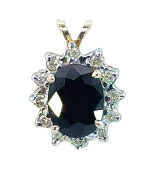 14KY Sapphire and Diamond Pendant